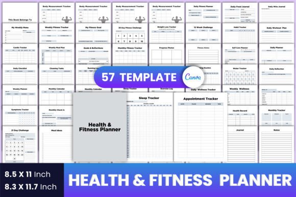 Download Health &amp; Fitness Planner Canva Interior - Premium Resources