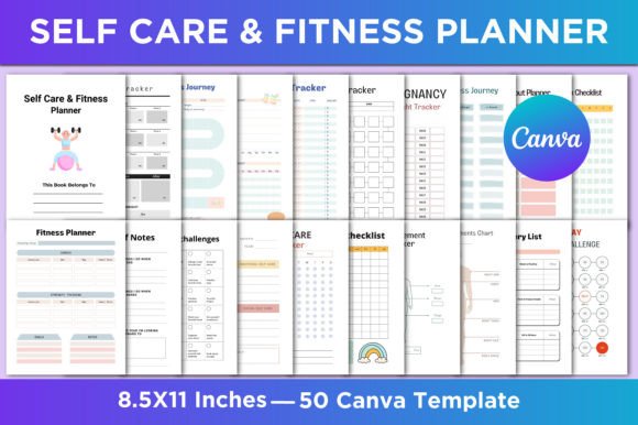 Download Self Care &amp; Fitness Planner Canva - Premium Bundle