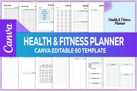 Download Health &amp; Fitness Planner Canva KDP - Premium Bundle