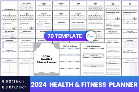 Download 2024 Health &amp; Fitness Planner Canva - Premium Resources