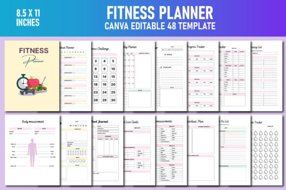 Download Fitness Planner Canva KDP - Fitness planner Collection