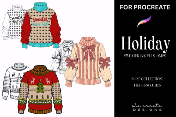 Download Procreate Holiday Sweater Stamp Brush - Procreate holiday Collection