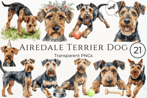 Download Airedale Terrier Dog Watercolor Clipart - Terrier Collection